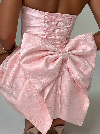 Vestido Mini de Nudo Jacquard Amelia