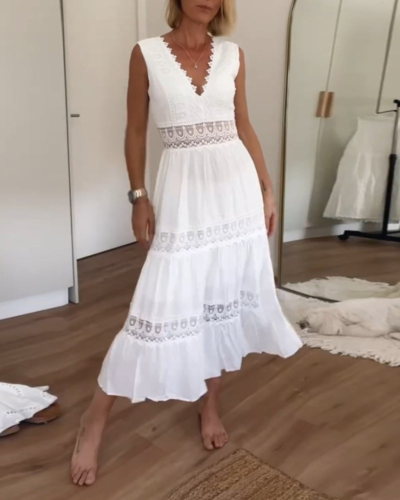 Mirna - Vestido de tirantes de encaje con escote en V