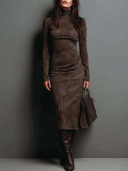 Lorena - Vestido midi largo marrón