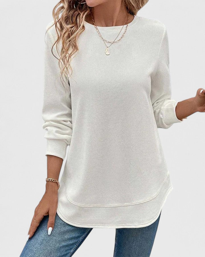 Nadyalyn | Elegante Manga Larga Cuello Redondo