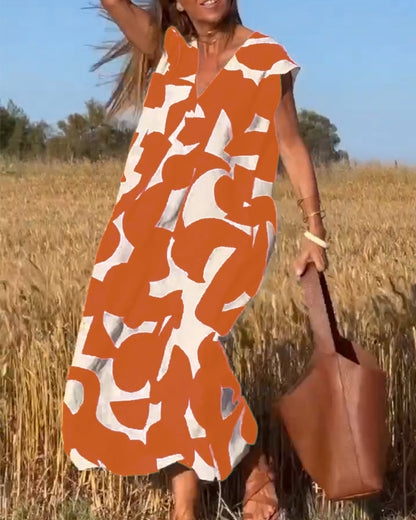 Sarinya - Vestido Impreso Con Escote en V