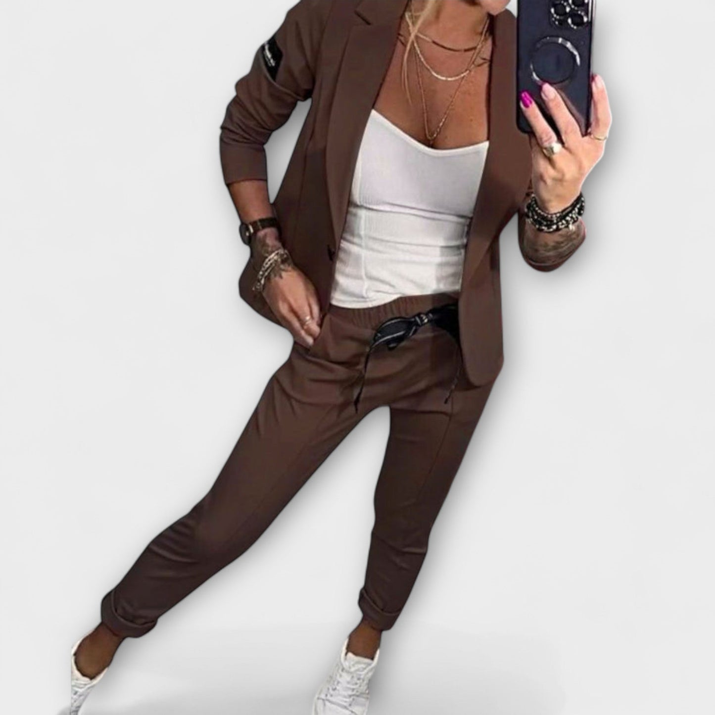 Vionne | Conjunto Elegante de Top, Chaqueta y Pantalones