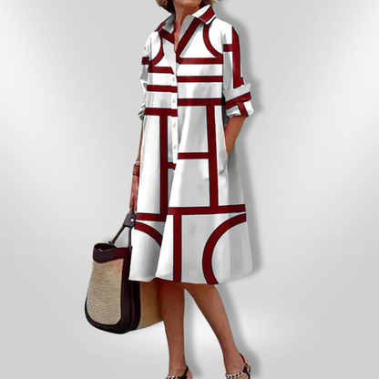 Lynna – Vestido Midi Casual con Bolsillos y Botones