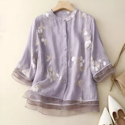 Peyton - Top de Algodón con Flores Bordadas