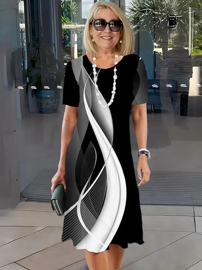 Rosara - Vestido Medio Suelto Impreso y Cómodo