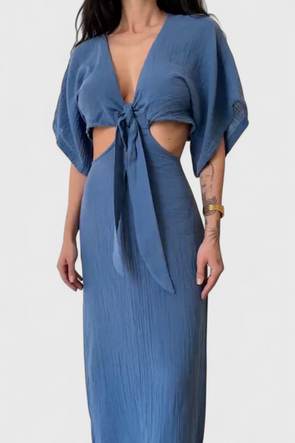 Myra Vestido Fluido con Lazo Frontal y Cut-Outs