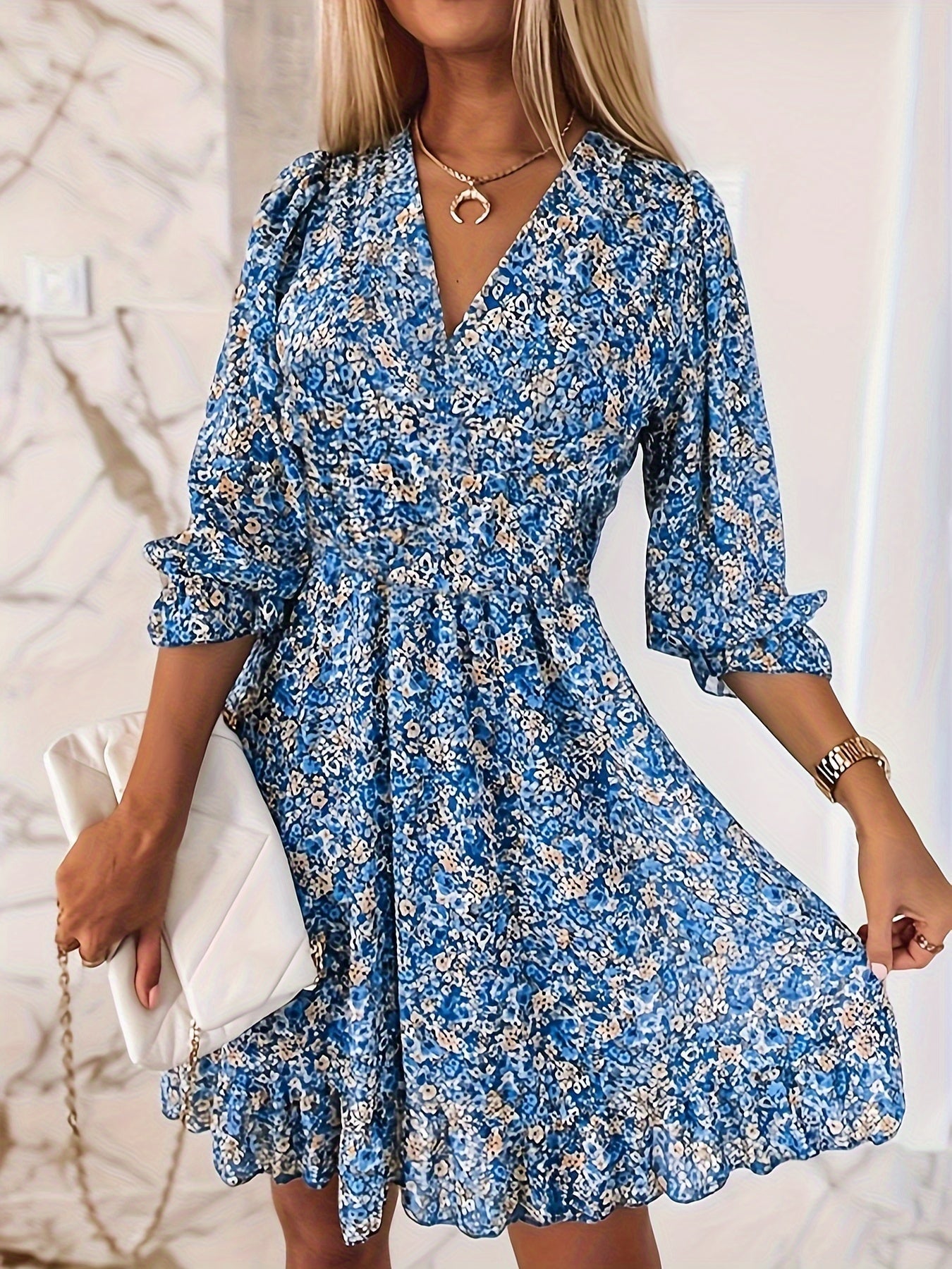 Evie | Elegante Vestido Mini con Volantes Florales