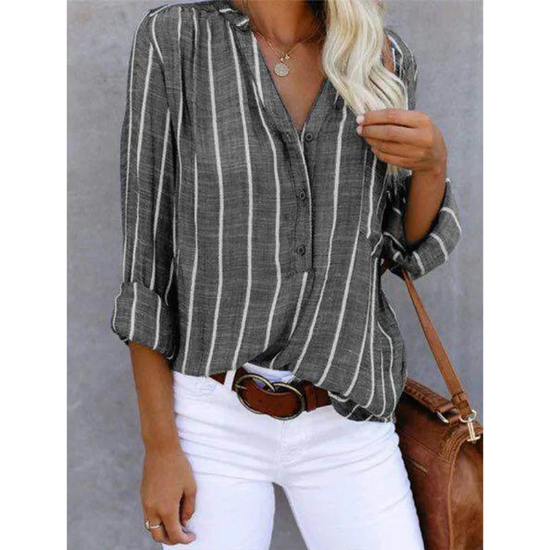 Maddie - Camisa de Botones a Rayas