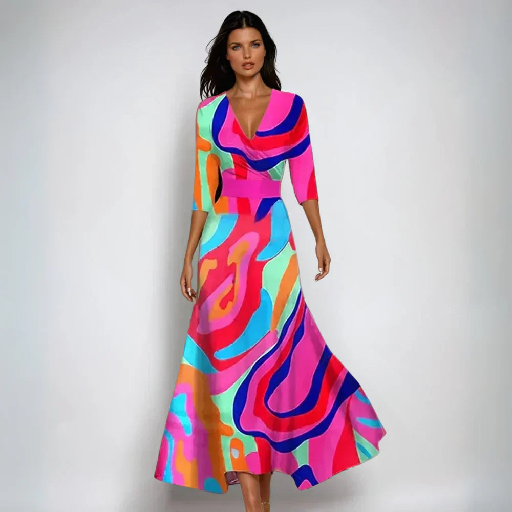 Elisa - Vestido Maxi Elegante con Flores