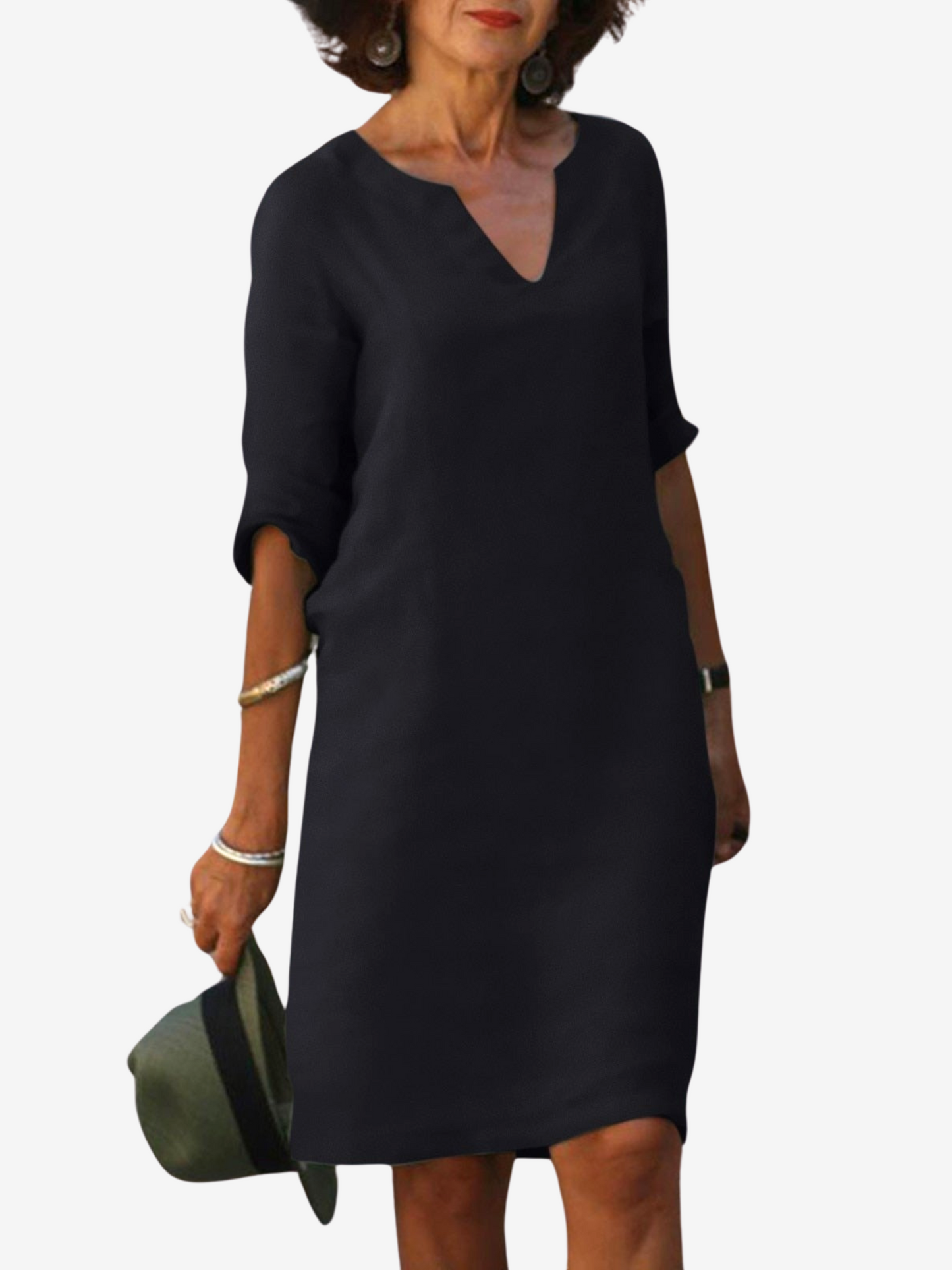 Silvia™ - Vestido atemporal con escote en V que cubre el vientre