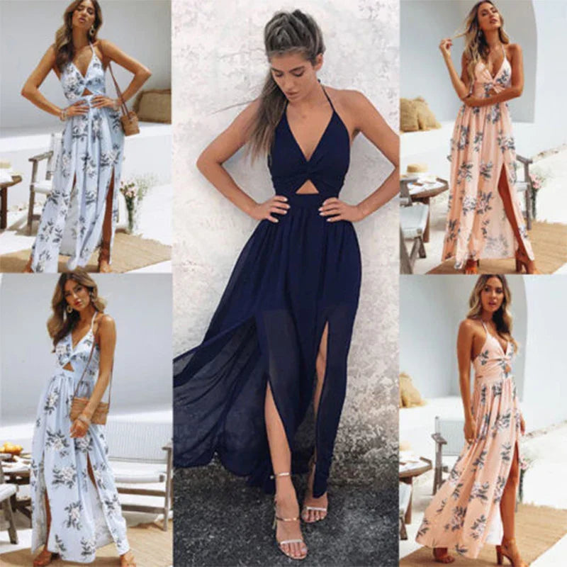 Sierra | Vestido Maxi Halter Floral Boho