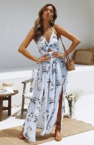 Sierra | Vestido Maxi Halter Floral Boho