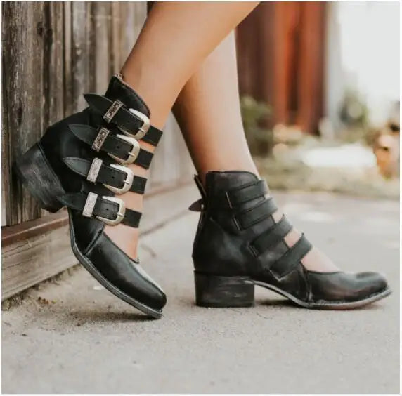 Tacones de Piel Vintage con Hebilla