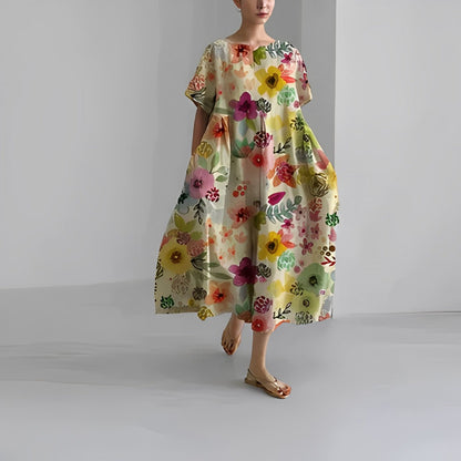Daisy - Vestido Maxi Suelto de Gran Onda Retro
