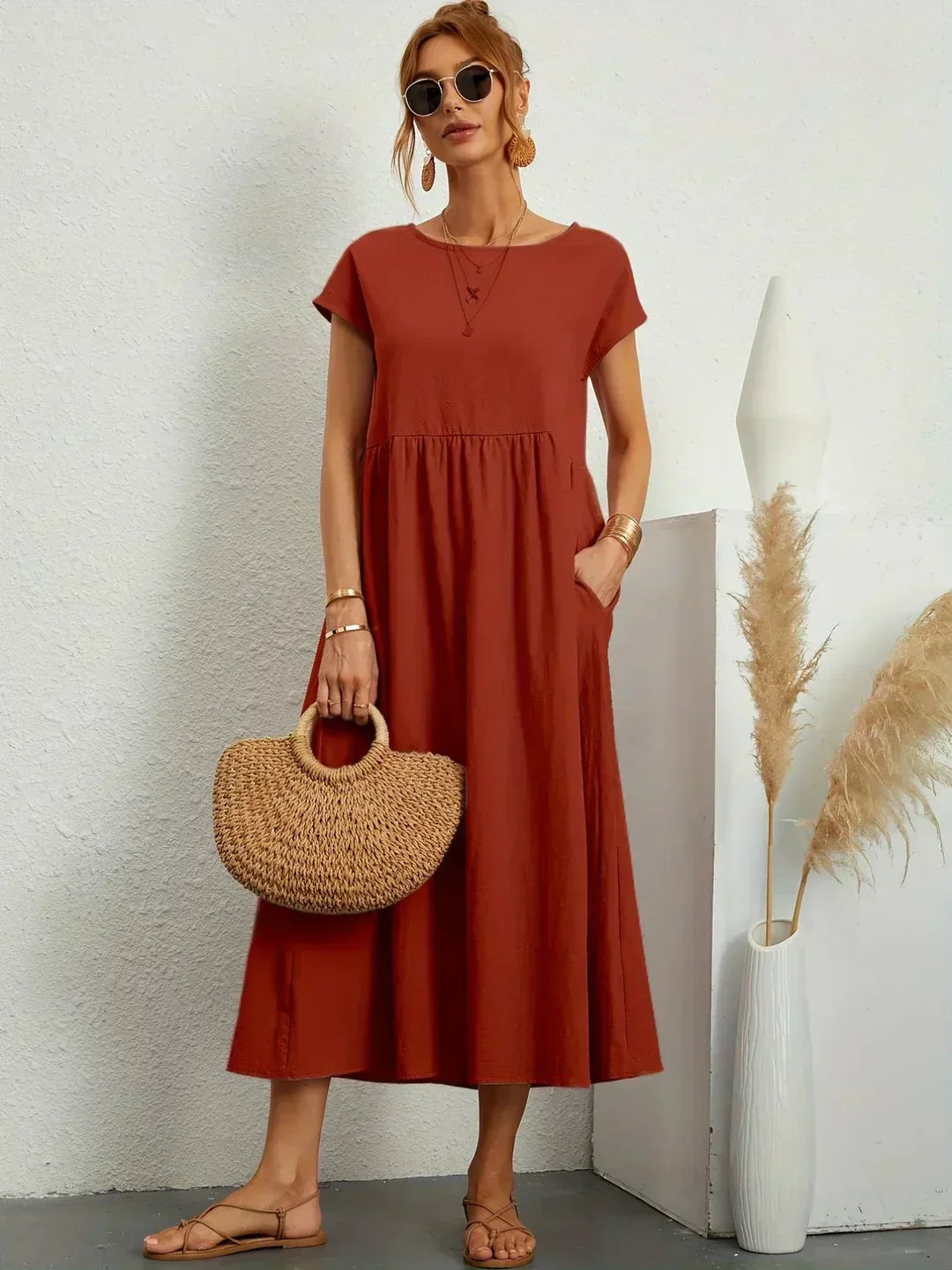 Ursina™ | Vestido Midi Fluido.