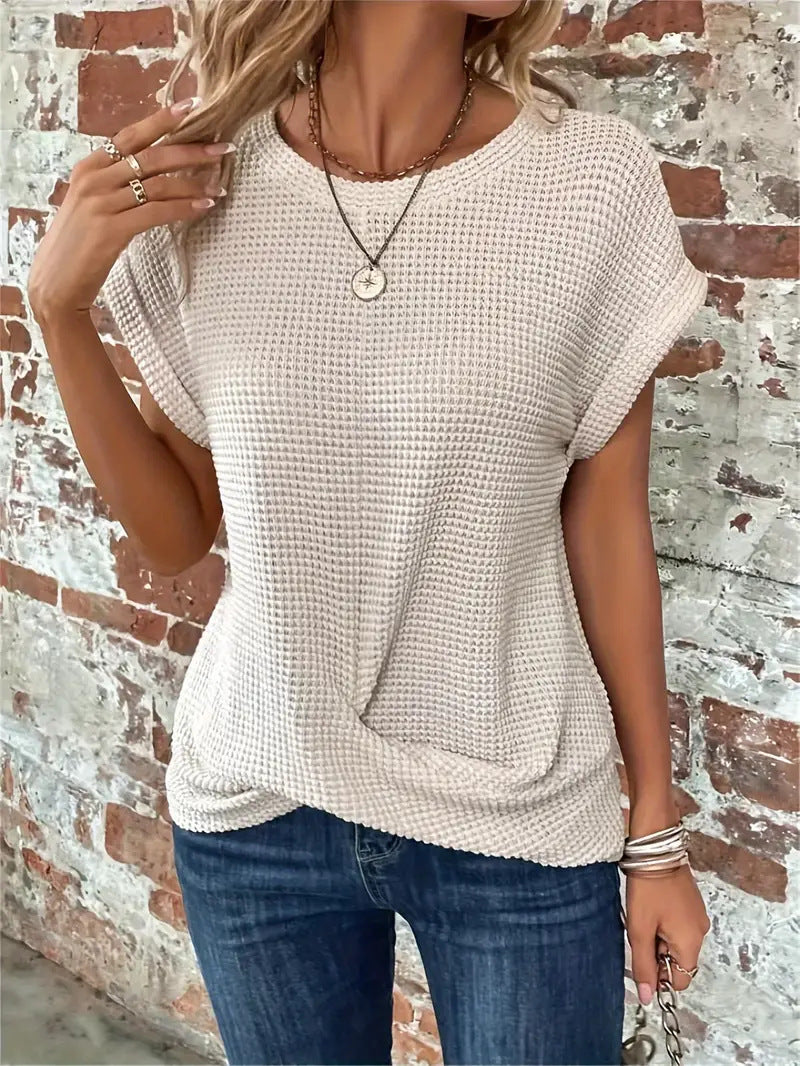 Tegan – Camiseta Casual de Tejido Waffle
