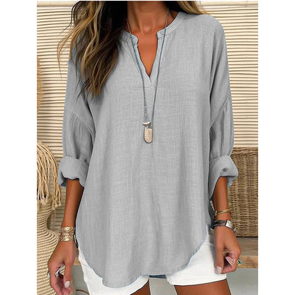 Hazel – Blusa de Cuello Notch de Corte Relajado