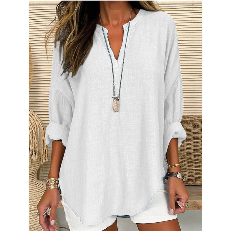 Hazel – Blusa de Cuello Notch de Corte Relajado