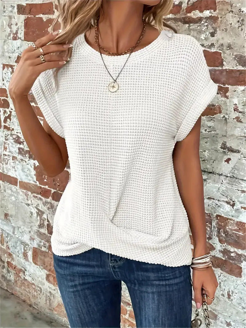Tegan – Camiseta Casual de Tejido Waffle