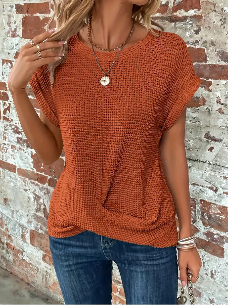 Tegan – Camiseta Casual de Tejido Waffle