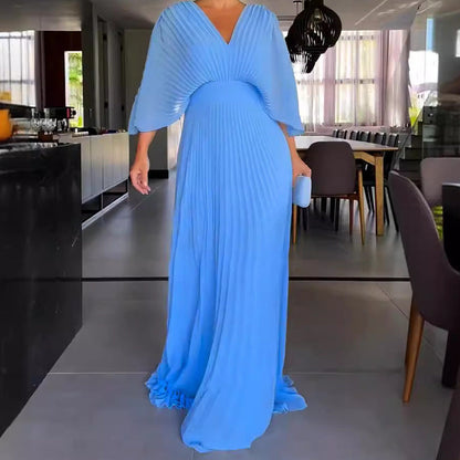 RIA™ - Vestido Maxi Acanalado Flotante