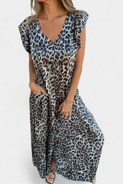 Isela Mono de Cuello en V con Estampado de Leopardo