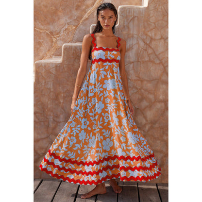 Wrenley - Vestido Maxi Boho con Escote Cortado