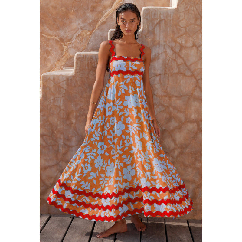 Wrenley - Vestido Maxi Boho de Cuello Desgarrado