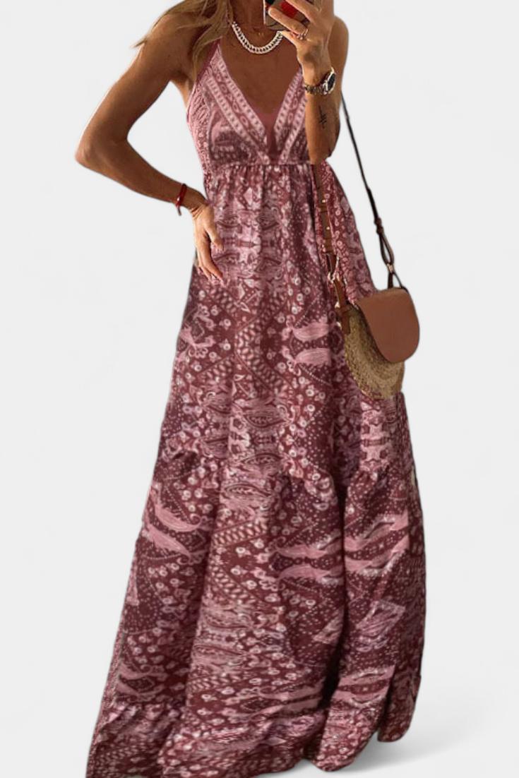 Saira Vestido Vintage con Estampado Floral y Cintura Alta