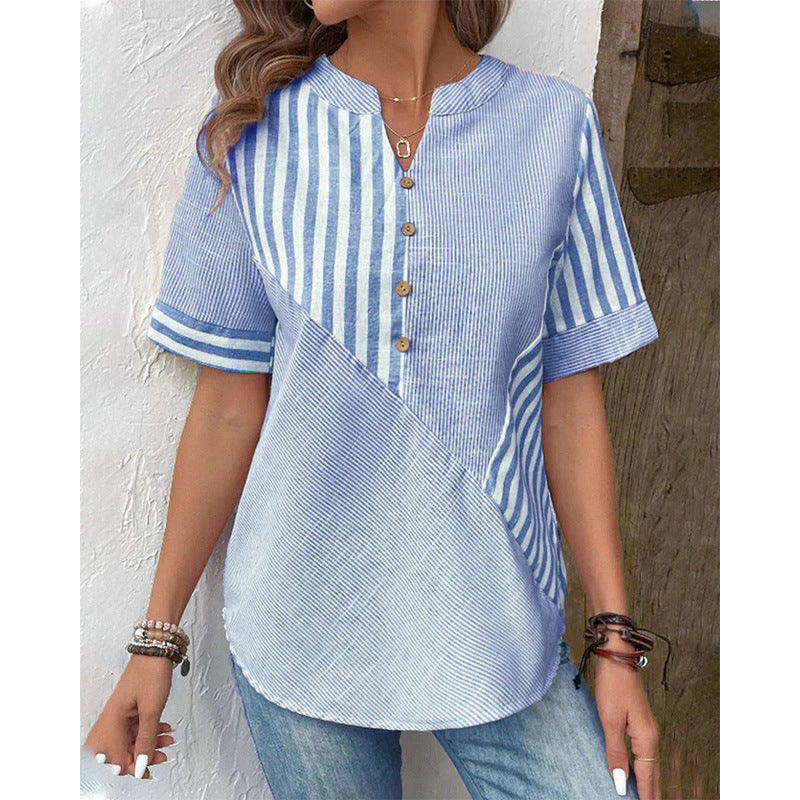 Abby – Blusa de Botones a Rayas