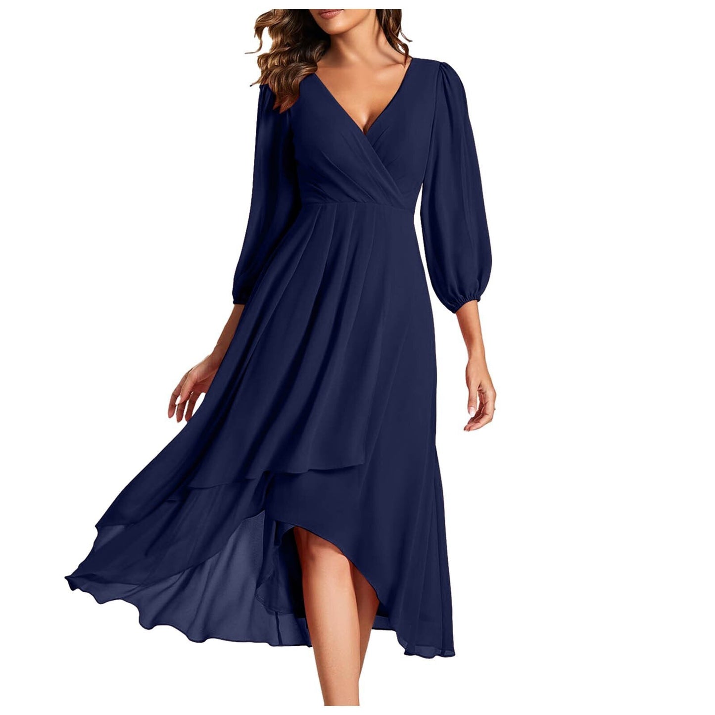 Laia - Vestido de manga larga con escote en V