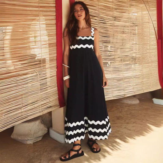 Wrenley - Vestido Maxi Boho de Cuello Desgarrado