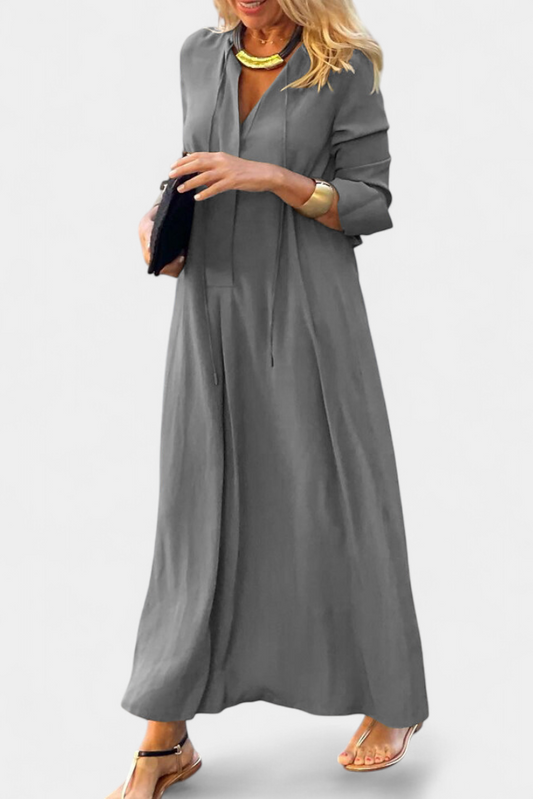 Verónica Vestido de Manga Larga con Escote en V