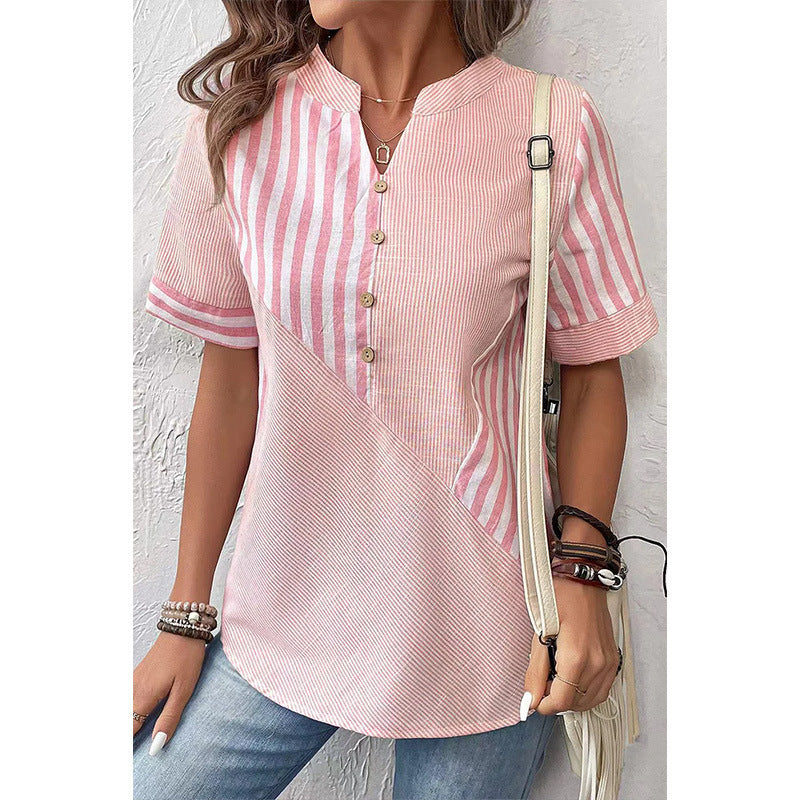 Abby – Blusa de Botones a Rayas