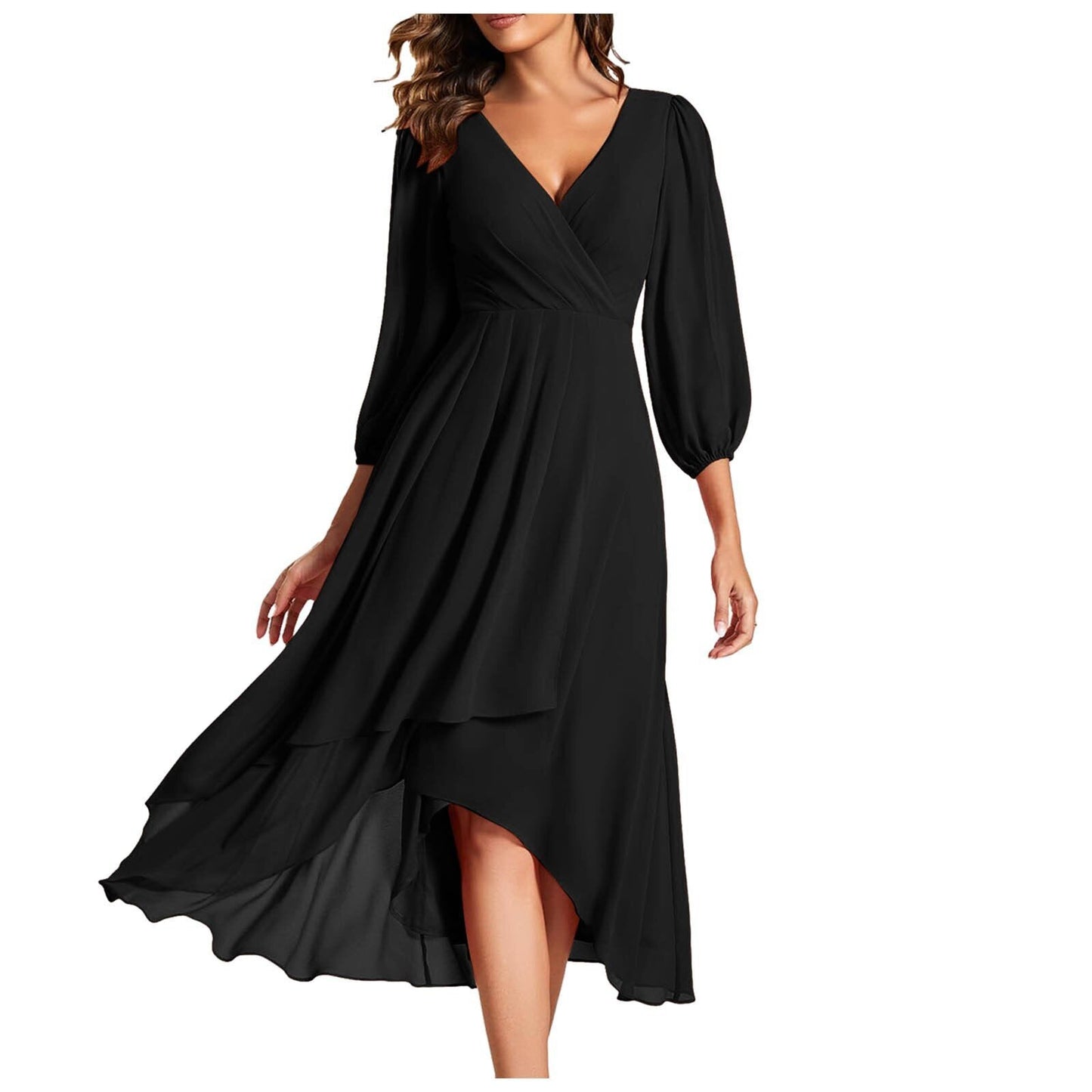 Laia - Vestido de manga larga con escote en V