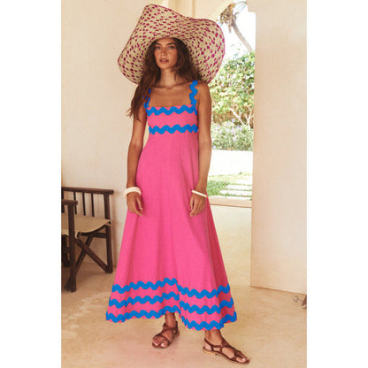 Wrenley - Vestido Maxi Boho con Escote Cortado