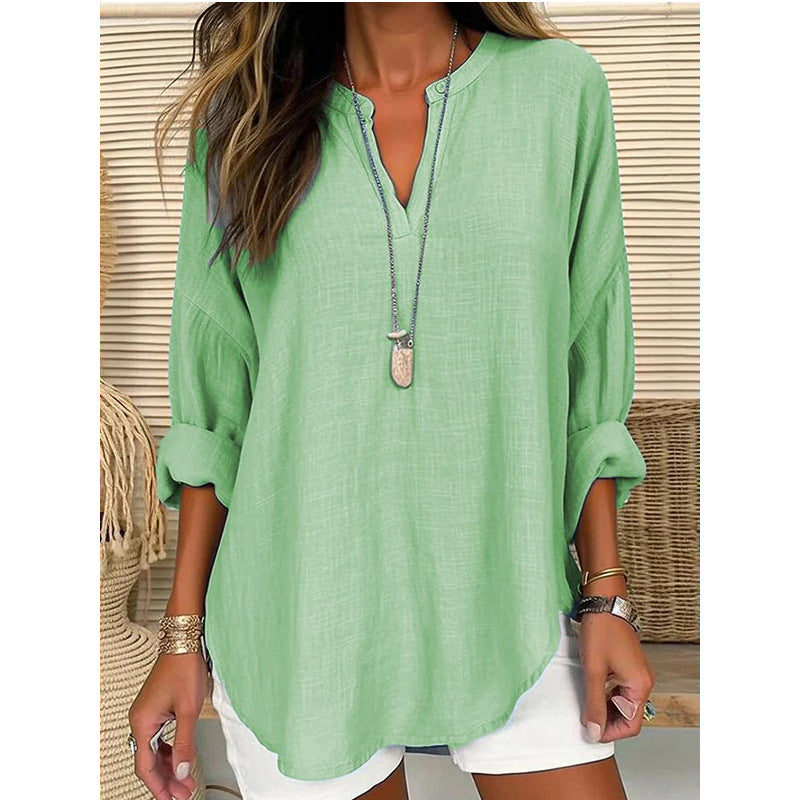 Hazel – Blusa de Cuello Notch de Corte Relajado
