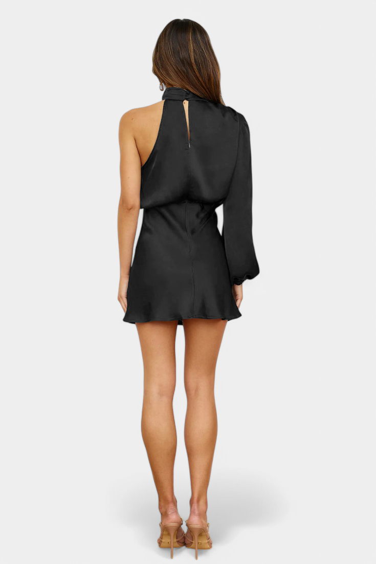 Mara Vestido Mini Drapado de Un Hombro