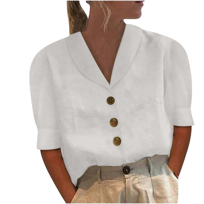 Blusa Button-Up Retro-Chic con Frontal Anudado