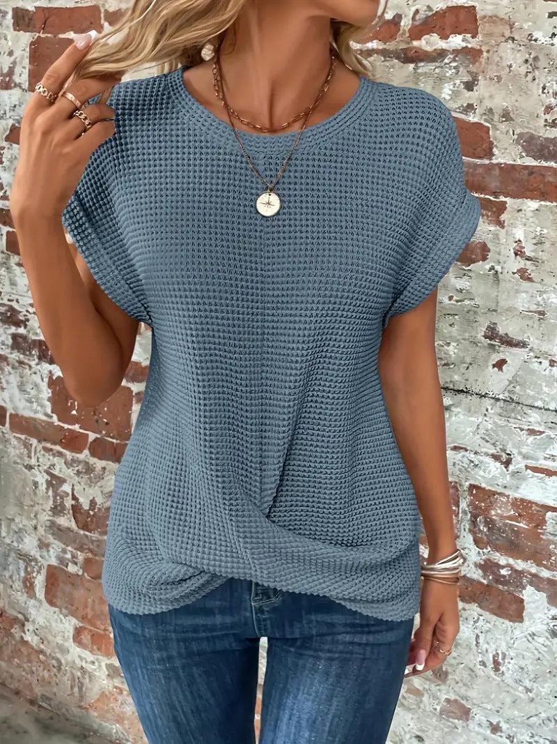 Tegan – Camiseta Casual de Tejido Waffle