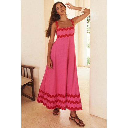 Wrenley - Vestido Maxi Boho con Escote Cortado