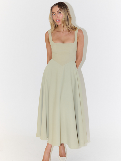 Vestido Midi Sin Mangas con Corsé para Mujeres