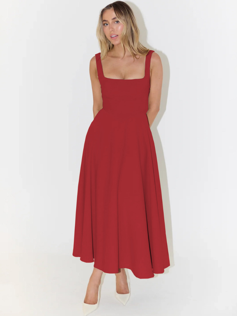 Vestido Midi Sin Mangas con Corsé para Mujeres