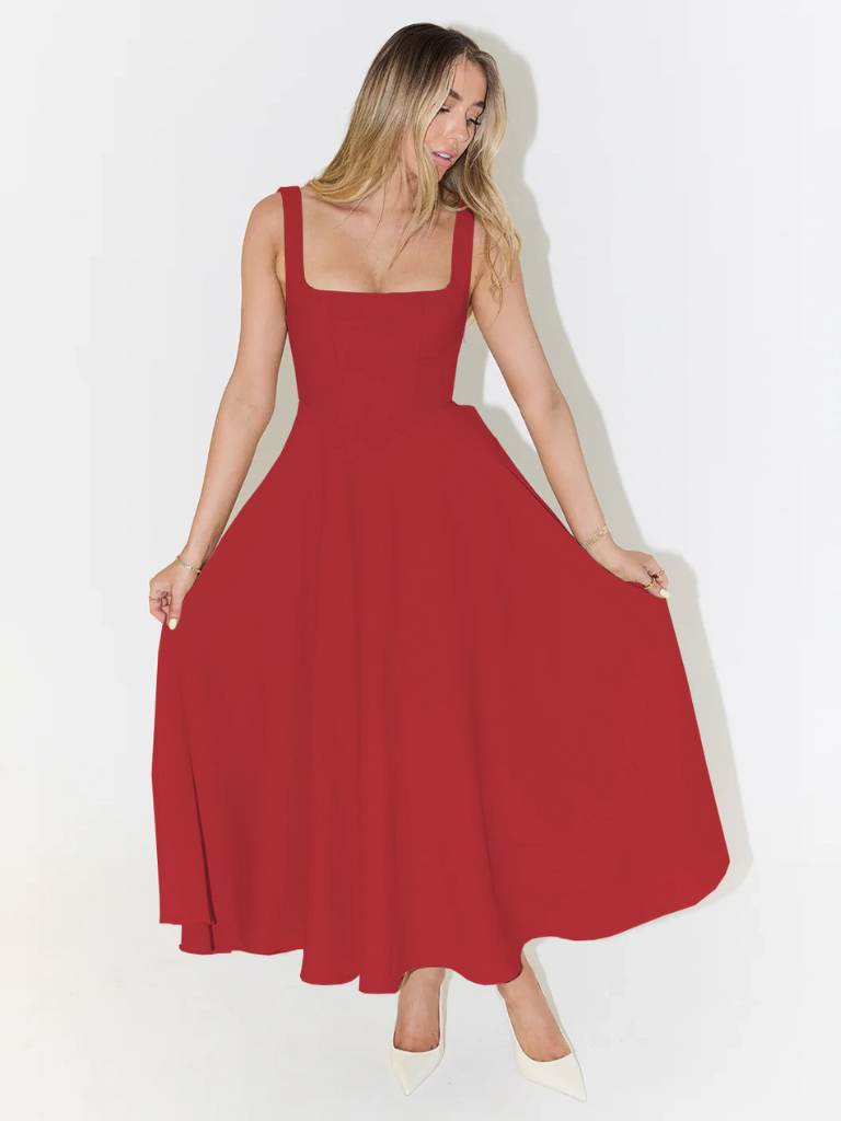 Vestido Midi Sin Mangas con Corsé para Mujeres