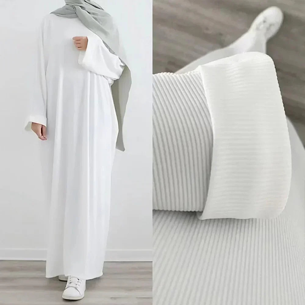 Ariane - Abaya Elegante de Punto con Cinturón y Bolsillos Laterales