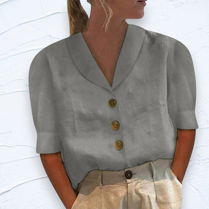 Blusa Button-Up Retro-Chic con Frontal Anudado