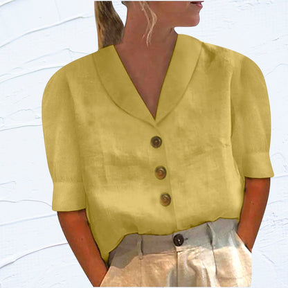 Blusa Retro-Chic con Botones y Frente Anudado