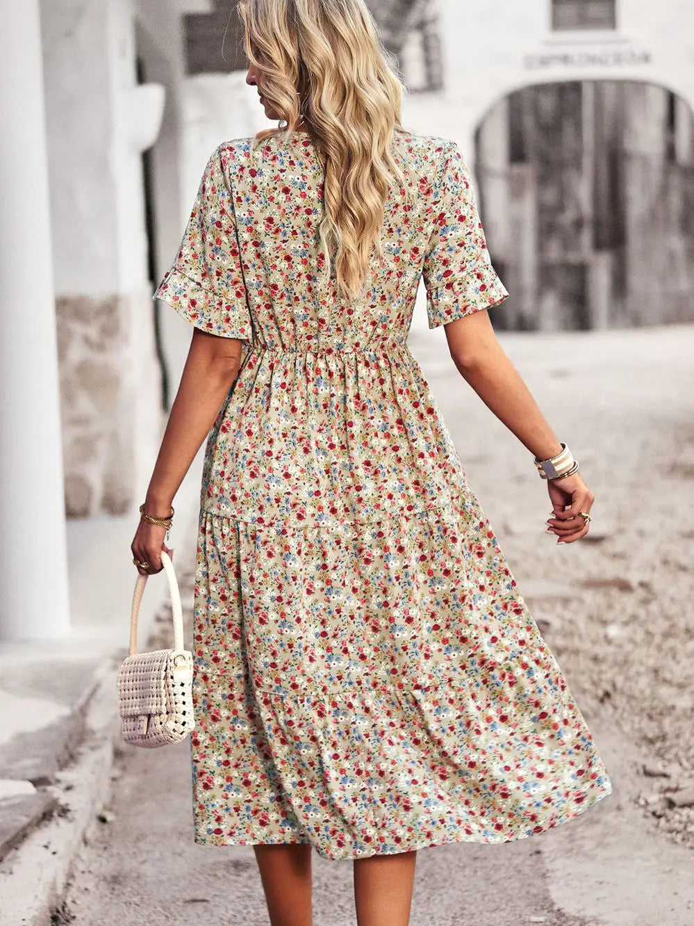 Layla™ - Elegante Vestido Impreso con Escote en V