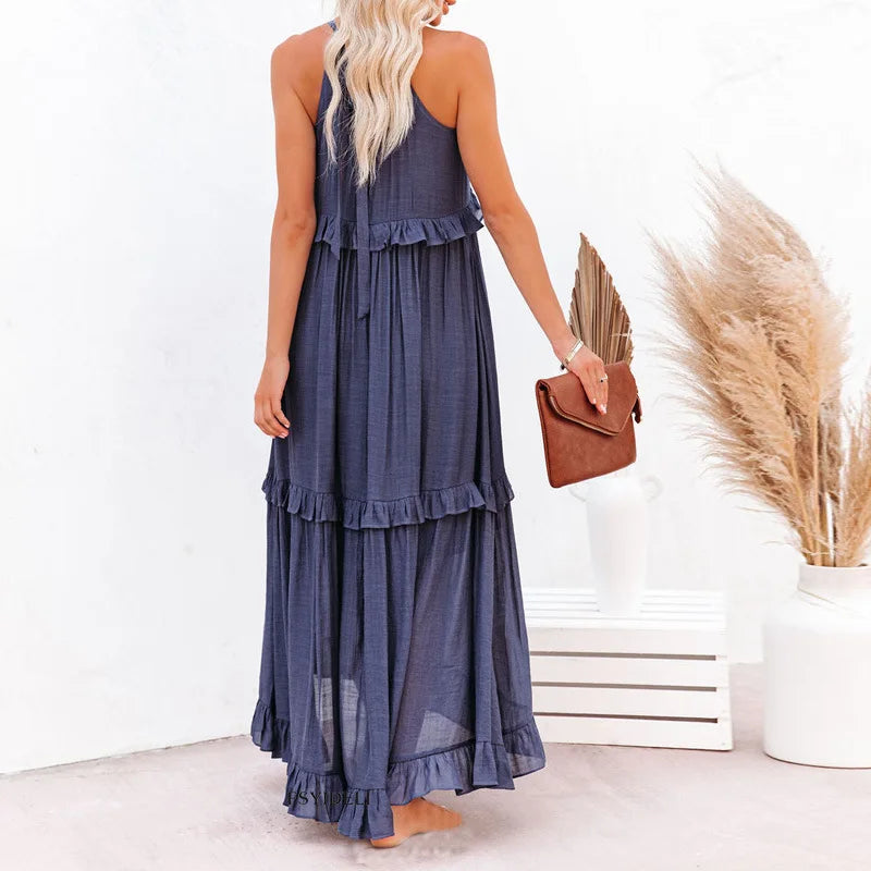 Landry - Vestido sin mangas con volantes chic