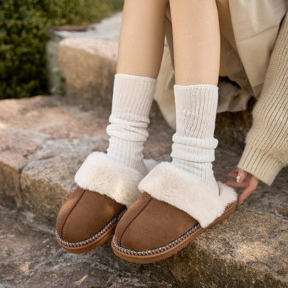 Zapatillas de Invierno para Mujeres de Peluche con Forro de Suave Vellón y Confort Cálido